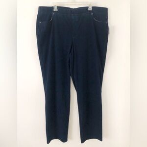 Lands’ End Womens 2X Plus Starfish Knit Denim Straight Jeans Dark Indigo Pull-On